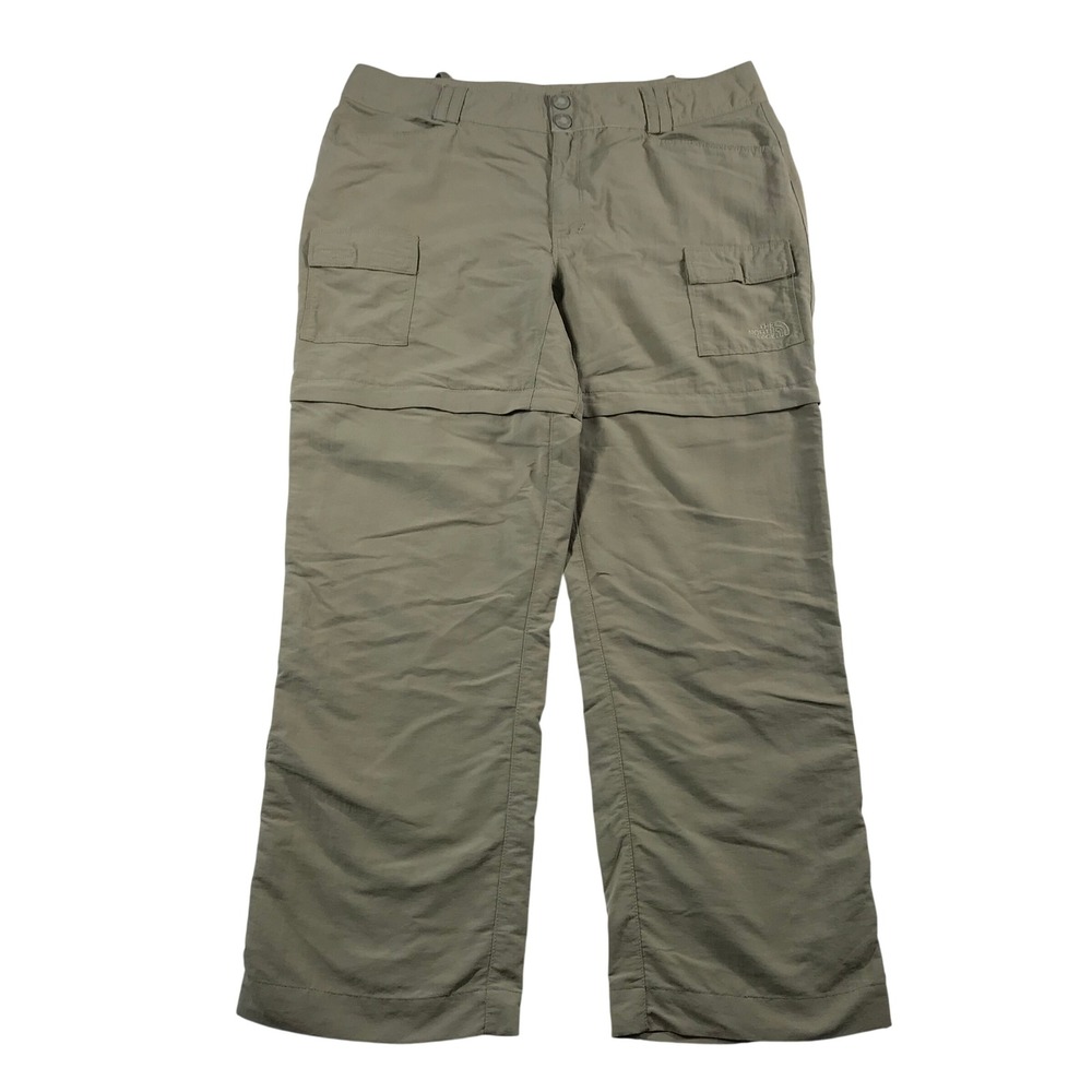 The North Face Womens 14 Long Khaki Convertible Cargo Hiking Pants Zip Off‎ Tan